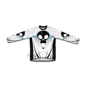ScudoPro Men's Brushed White Killer Head Long Sleeve Full Zip Cycling Jersey  2X